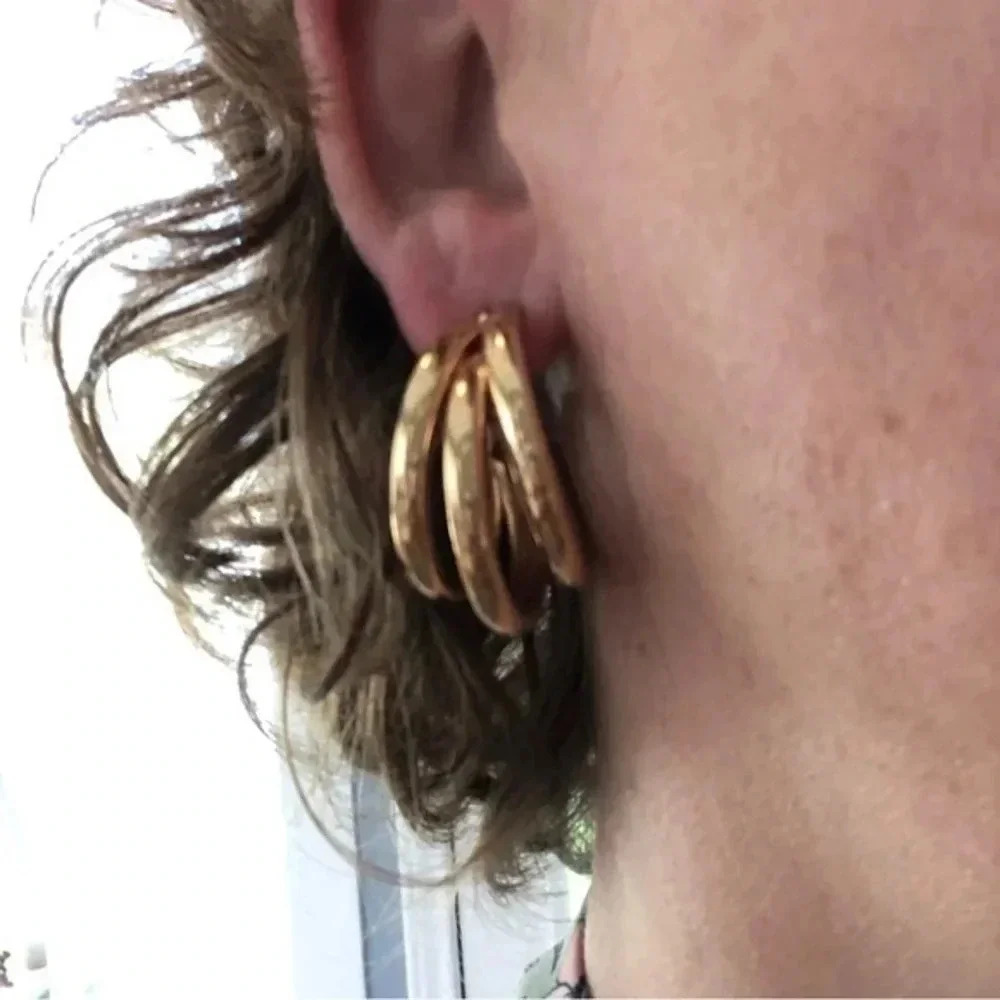 3 for $25/ Gold Triple Hoop Fashion Earrings NWT